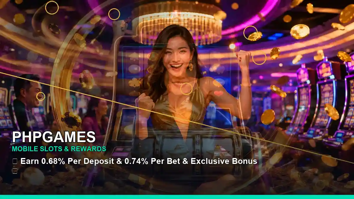 PHPGAMES premium online slot scene with an adult casino host in a close-up composition